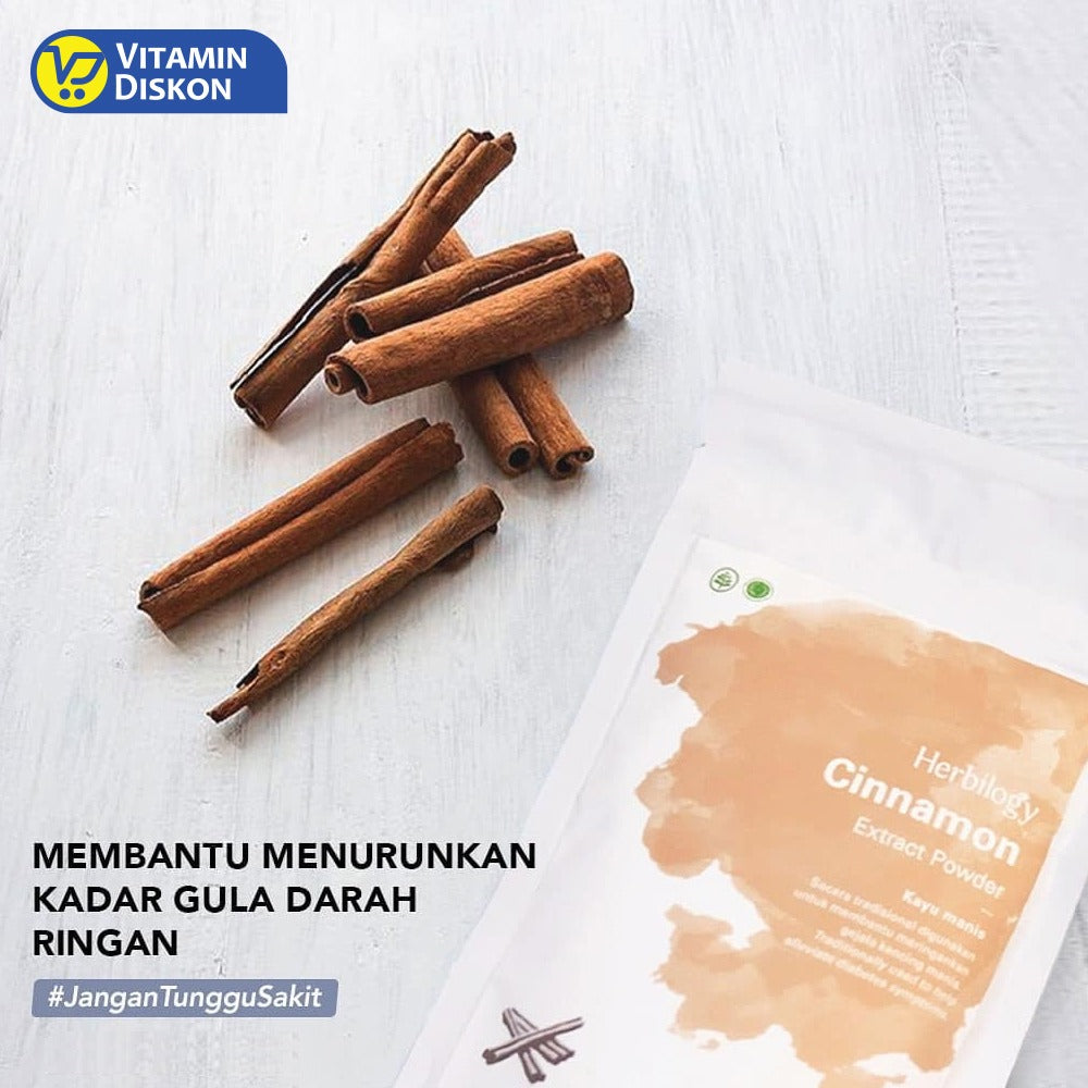 HERBILOGY CINNAMON (KAYU MANIS) EXTRACT POWDER 100GR BPOM MERINGANKAN GEJALA KENCING MANIS