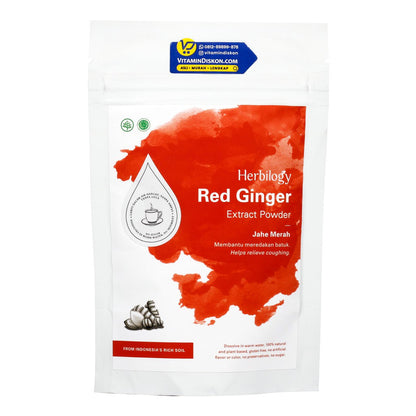 HERBILOGY RED GINGER EXTRACT POWDER 100GR BPOM UNTUK KEKEBALAN TUBUH