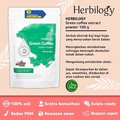 HERBILOGY GREEN COFFEE EXTRACT POWDER 100GR BPOM UNTUK MENURUNKAN BERAT BADAN