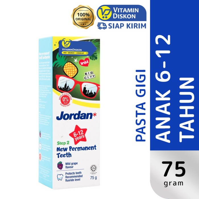 JORDAN KIDS TOOTHPASTE NEW PERMANENT TEETH STEP 2 (6-12 YEARS) 75G