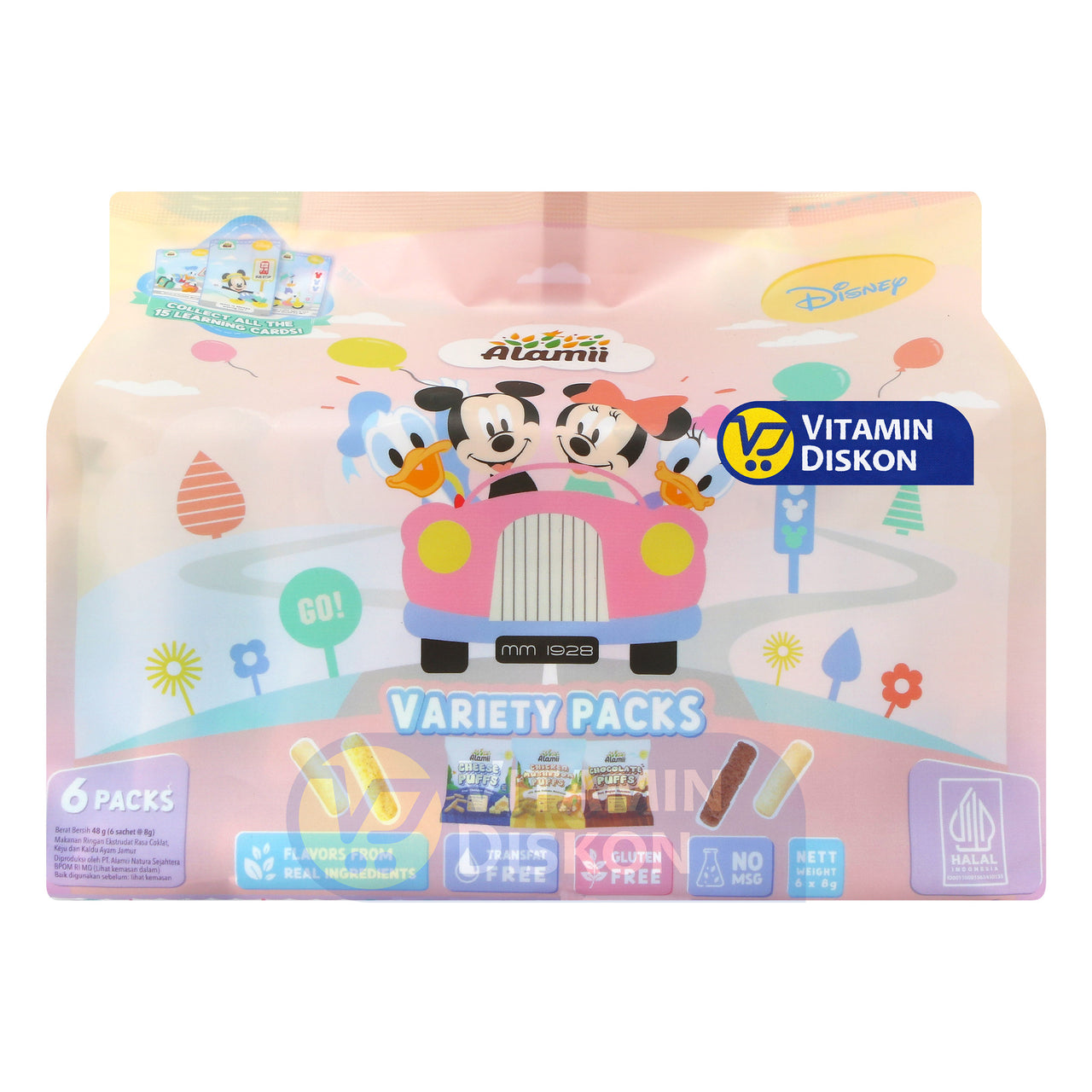 ALAMII DISNEY VARIETY PACKS PUFFS 6 PACKS BONUS COLLECTIBLE LEARNING CARDS