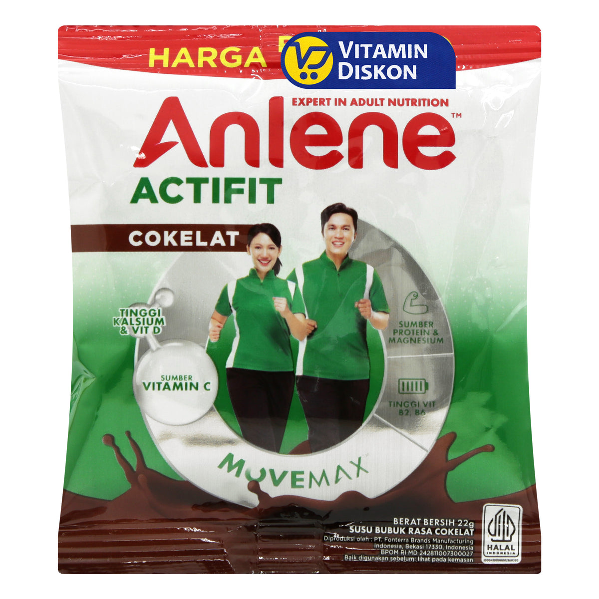 ANLENE ACTIFIT SUSU BUBUK COKELAT 22G 10PCS