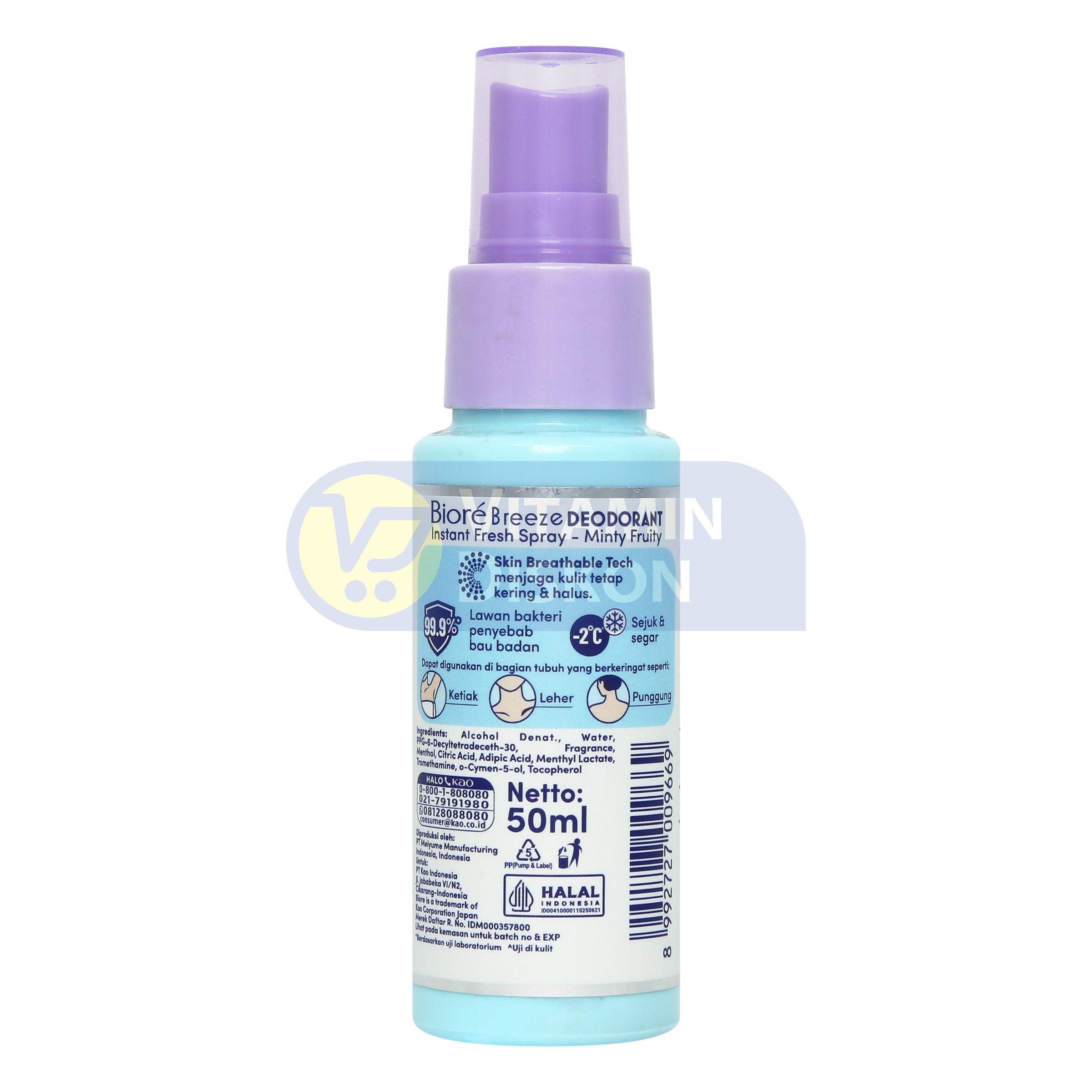 BIORE BREEZE DEODORANT SPRAY MINTY FRUITY 50 ML