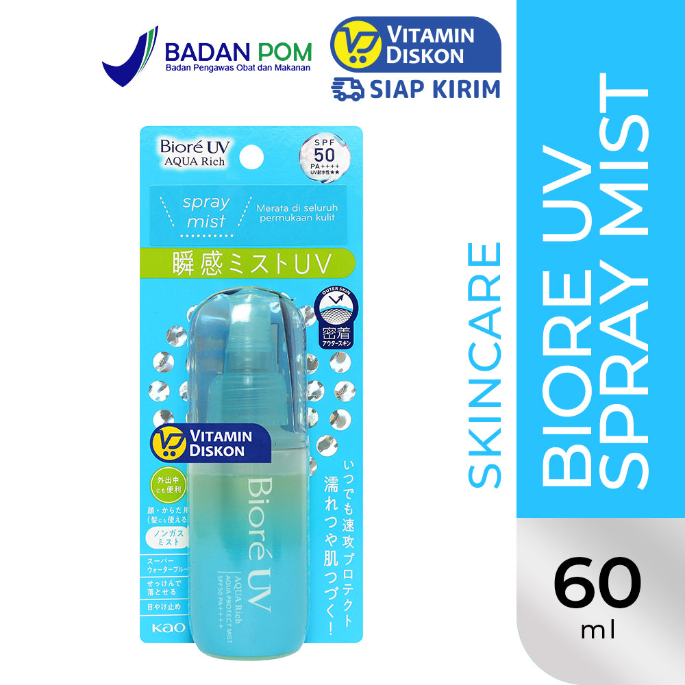 BIORE UV AQUA RICH AQUA PROTECT MIST SPF 50 PA++++ SKINCARE SUNSCREEN 60ML