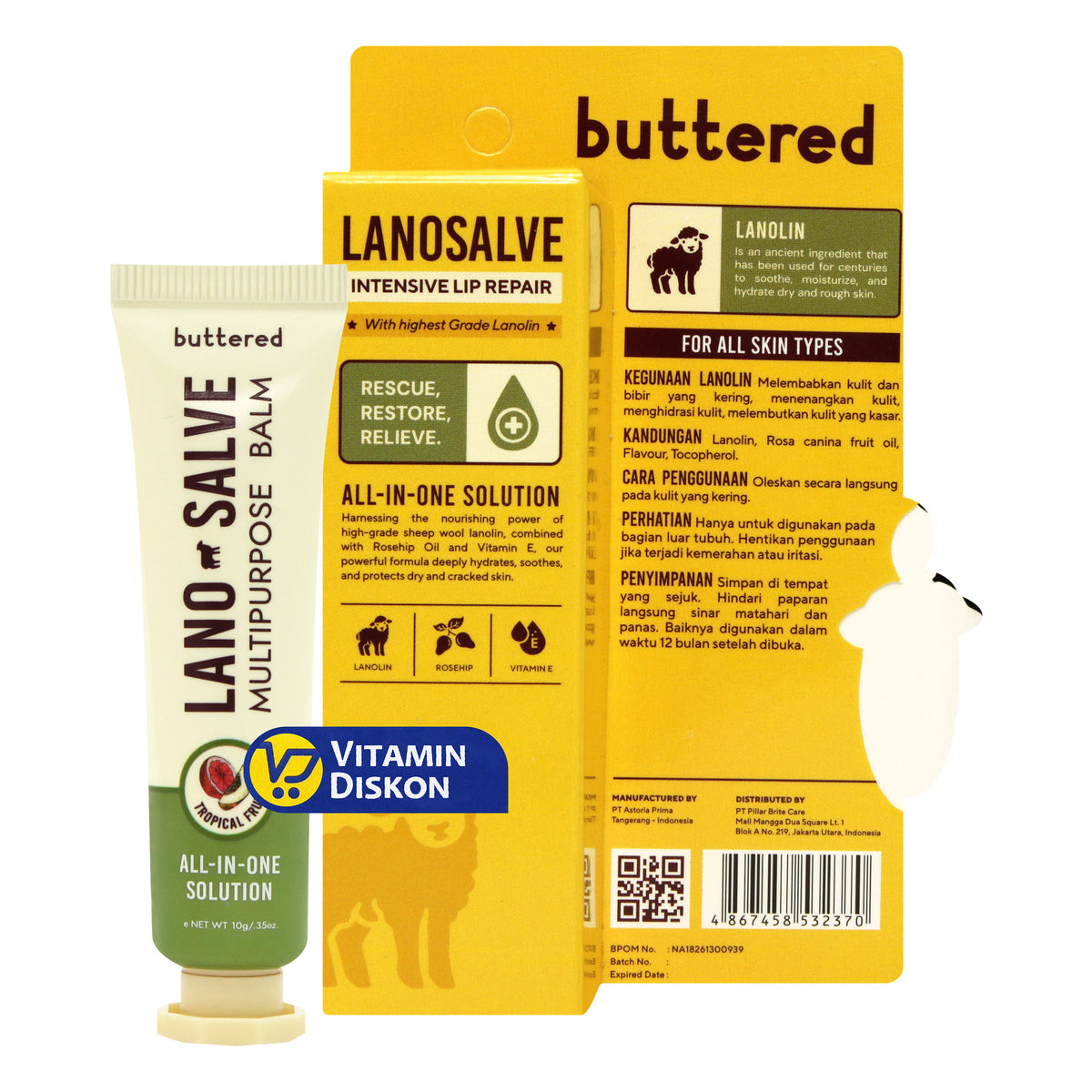 BUTTERED LANOSALVE TROPICAL FRUIT 10GR