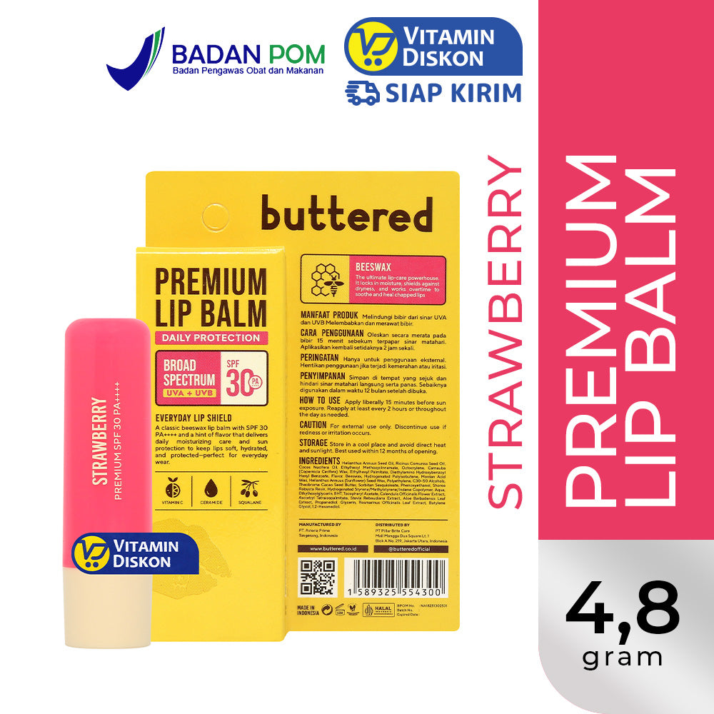 BUTTERED PREMIUM LIPBALM SPF 30 PA++++ STRAWBERRY