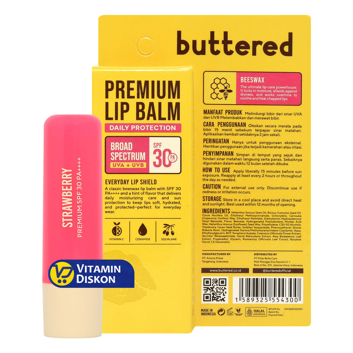 BUTTERED PREMIUM LIPBALM SPF 30 PA++++ STRAWBERRY
