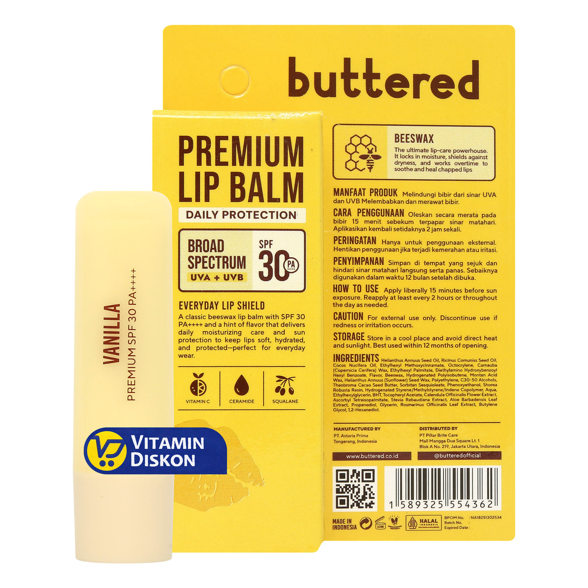 BUTTERED PREMIUM LIPBALM SPF 30 PA++++ VANILLA