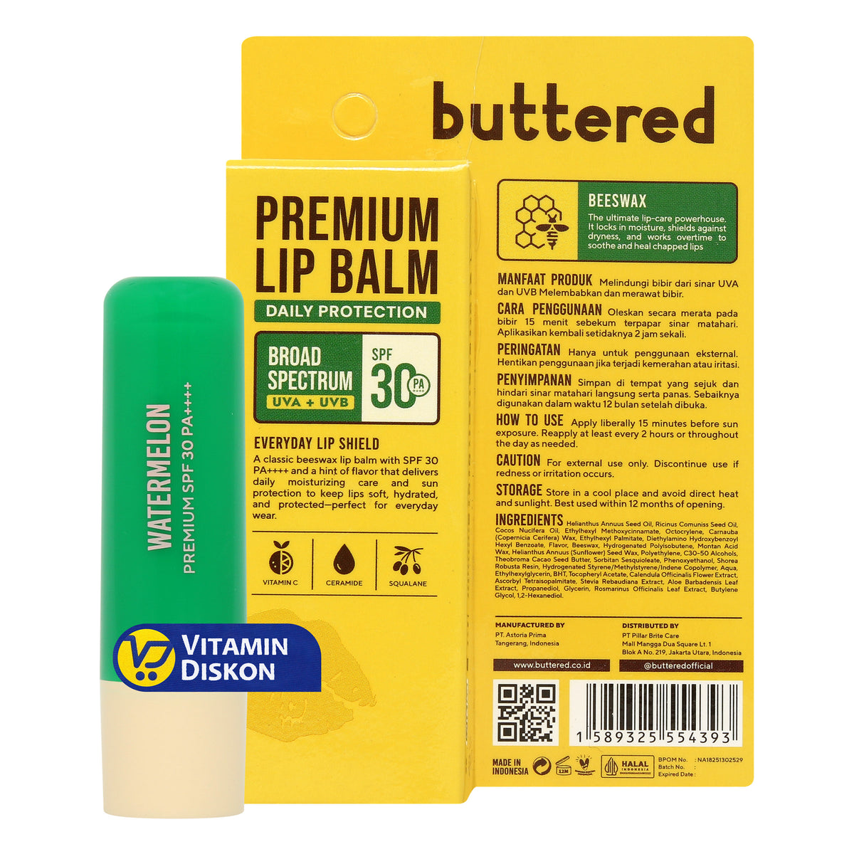 BUTTERED PREMIUM LIPBALM SPF 30 PA++++ WATERMELON