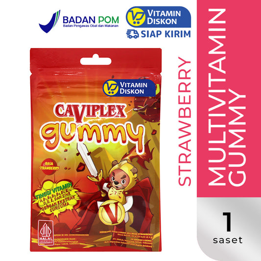 CAVIPLEX GUMMY STRAWBERRY 1 SACHET ISI 10 GUMMY