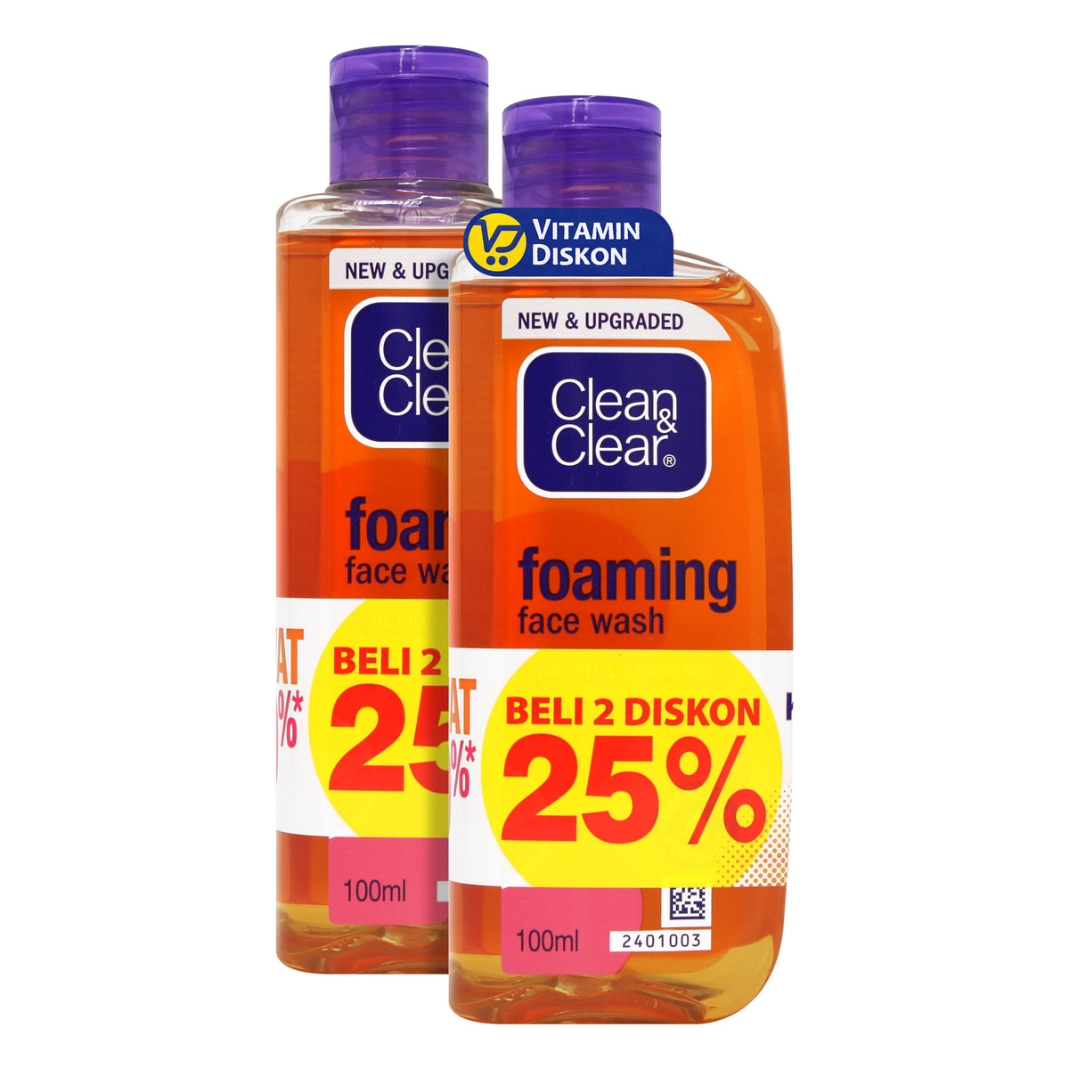CLEAN & CLEAR FOAMING FACE WASH 2 X 100 ML TWINPACK
