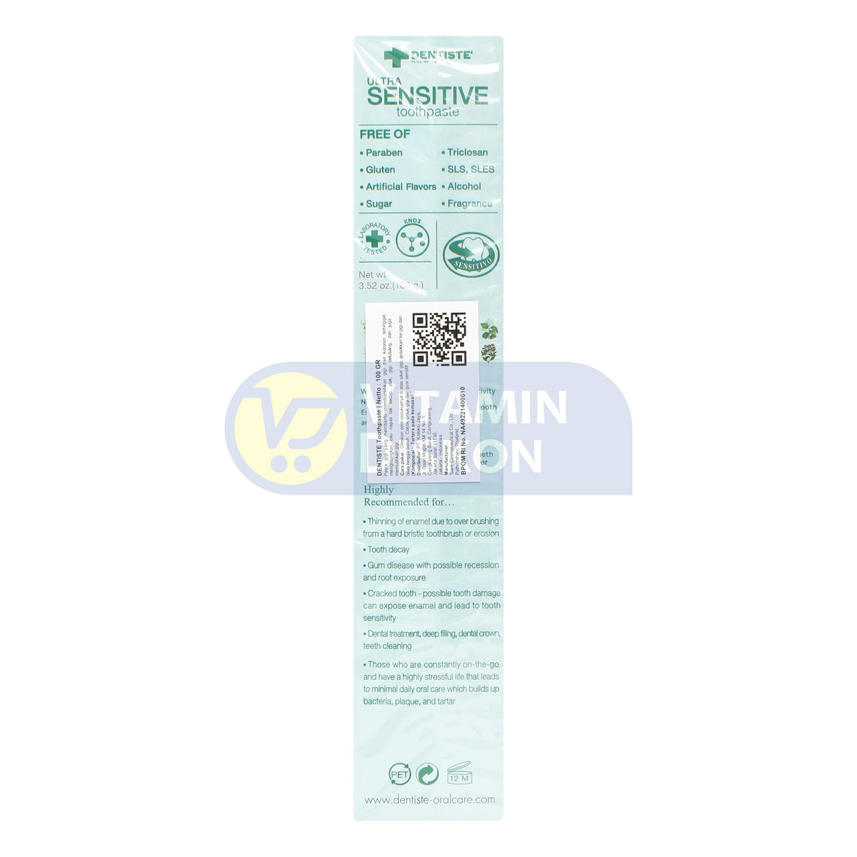 DENTISTE PLUS WHITE ULTRA SENSITIVE TOOTHPASTE 100GR