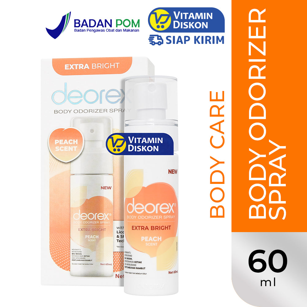 DEOREX BODY ODORIZER SPRAY EXTRA BRIGHT PEACH SCENT 60ML