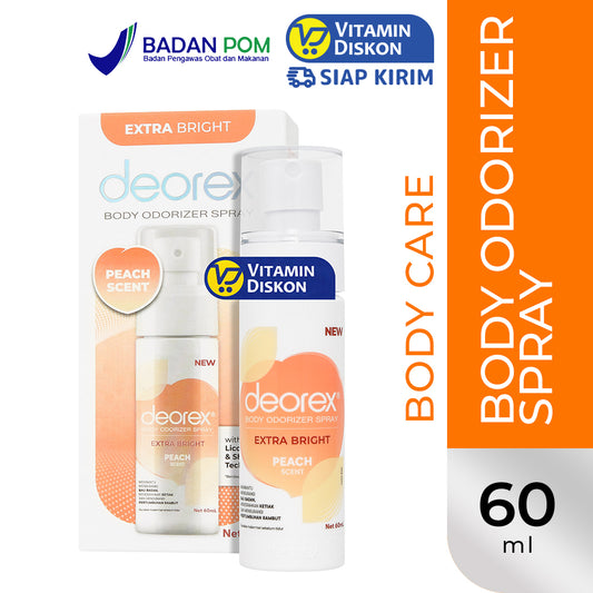 DEOREX BODY ODORIZER SPRAY EXTRA BRIGHT PEACH SCENT 60ML