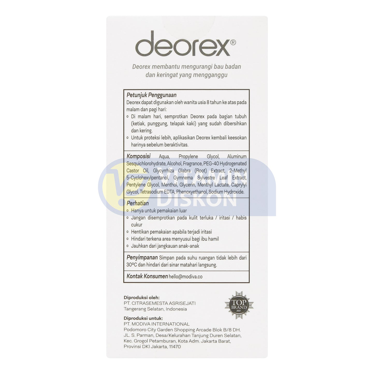 DEOREX BODY ODORIZER SPRAY EXTRA BRIGHT PEACH SCENT 60ML