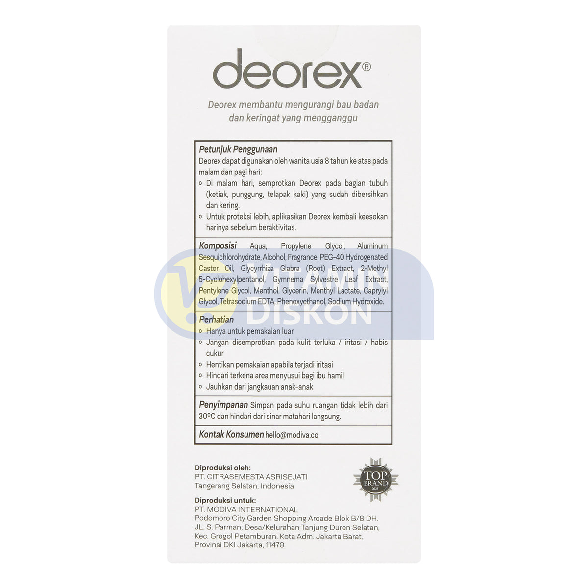 DEOREX BODY ODORIZER SPRAY EXTRA BRIGHT PEACH SCENT 60ML