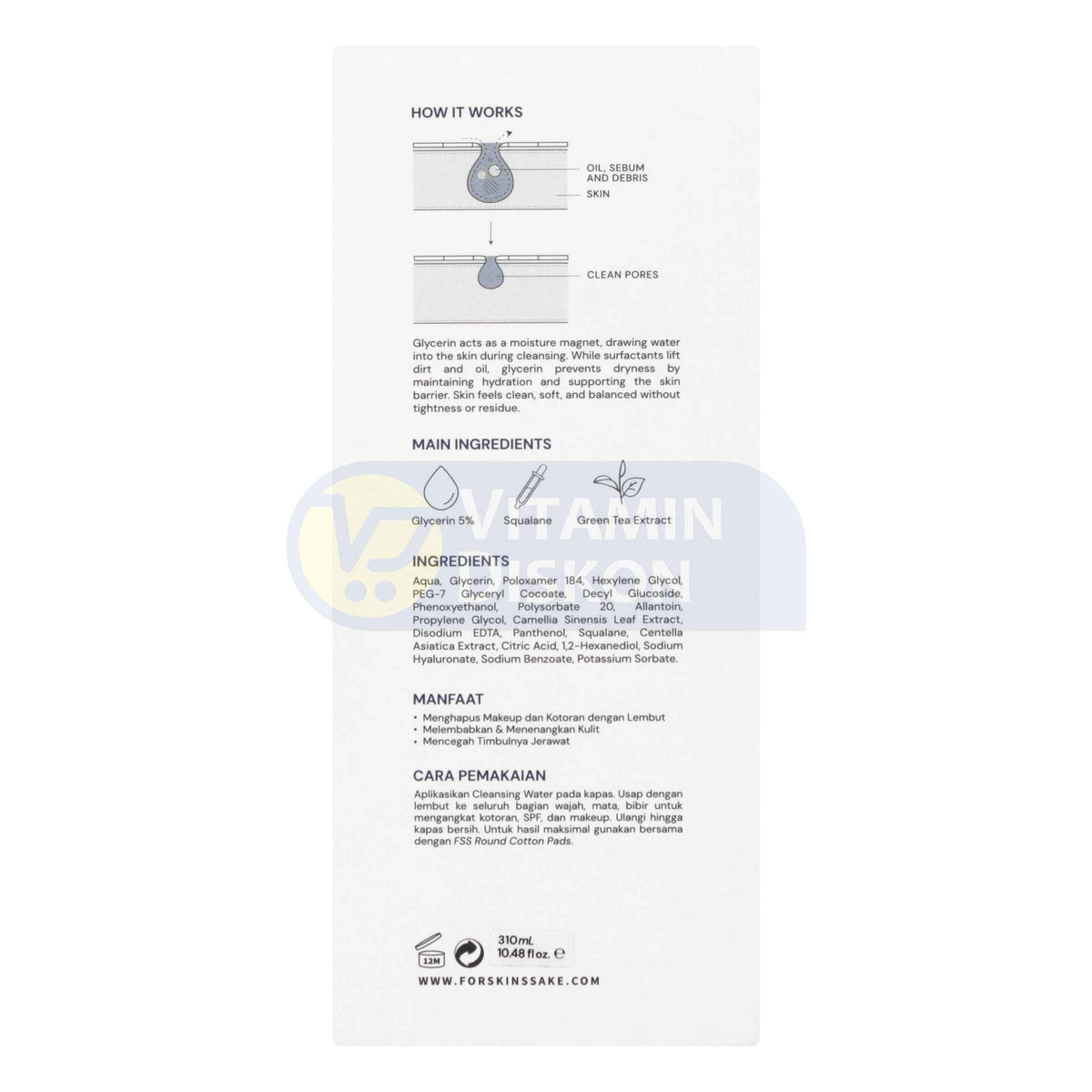 FSS CLEANSING WATER WITH GLYCERIN 5% AND SQUALANE 310ML