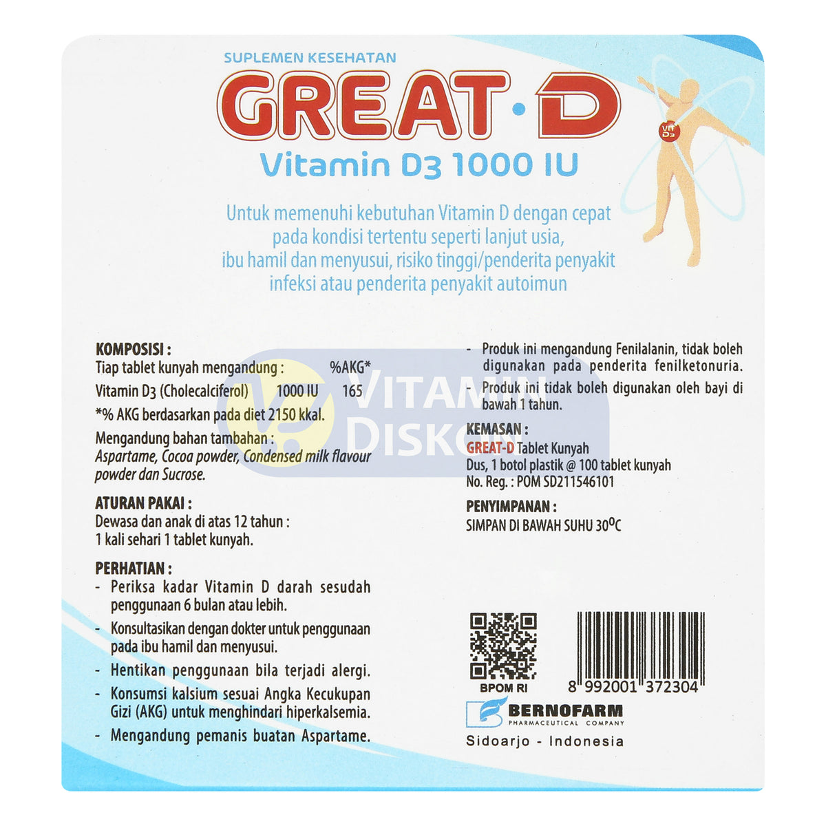 GREAT D VITAMIN D3 1000 IU 100 TABLET