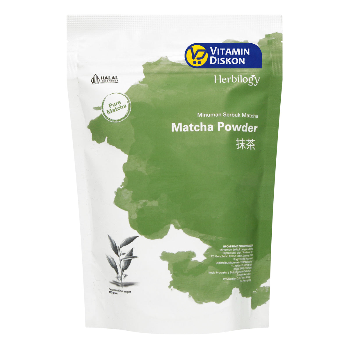 HERBILOGY MATCHA POWDER 100GR BPOM UNTUK KESEHATAN KULIT