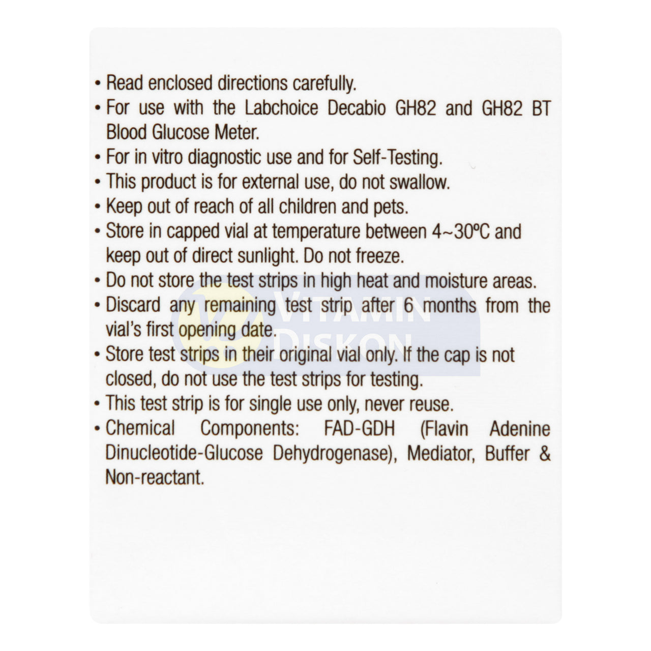LABCHOICE BLOOD GLUCOSE TEST STRIP DECABIO GH82