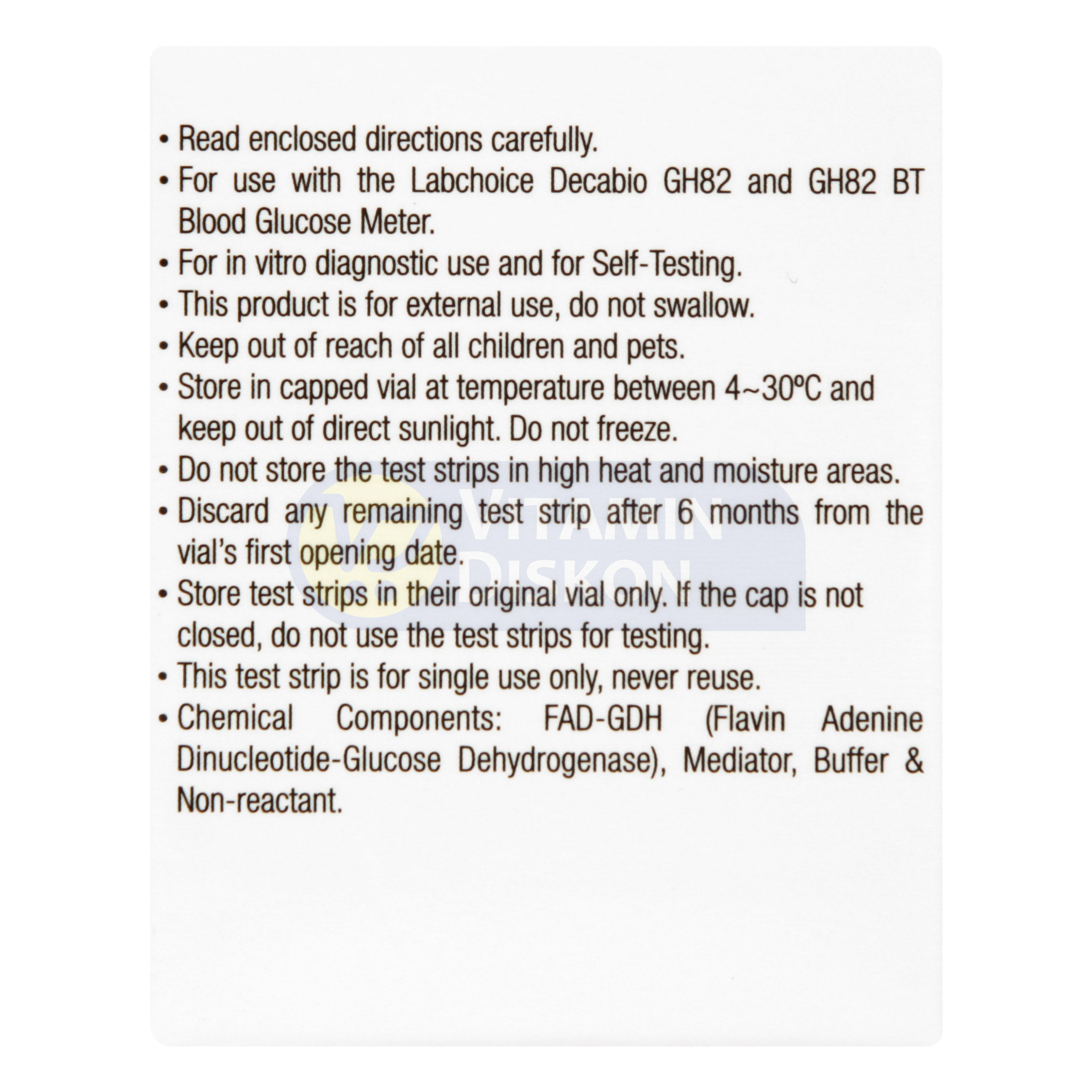 LABCHOICE BLOOD GLUCOSE TEST STRIP DECABIO GH82
