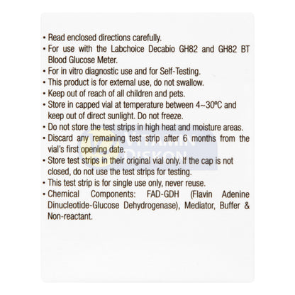 LABCHOICE BLOOD GLUCOSE TEST STRIP DECABIO GH82
