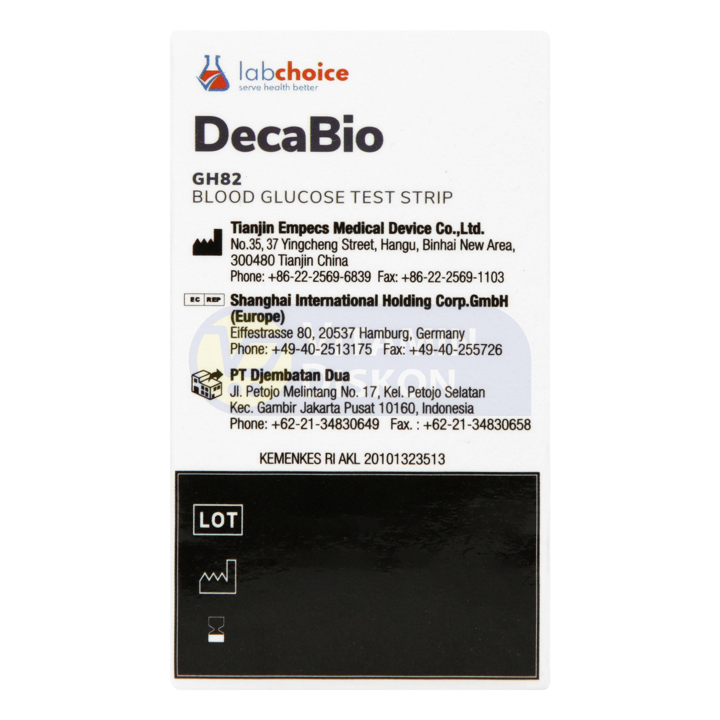 LABCHOICE BLOOD GLUCOSE TEST STRIP DECABIO GH82