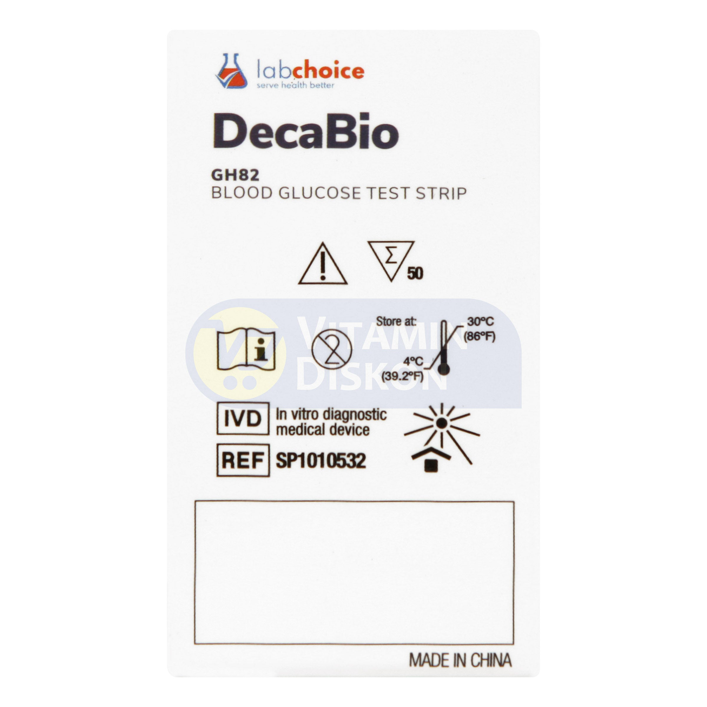 LABCHOICE BLOOD GLUCOSE TEST STRIP DECABIO GH82