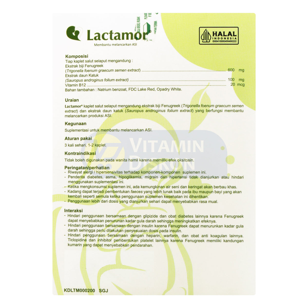 LACTAMOR SUPLEMEN PELANCAR ASI 1 BOX ISI 10 STRIP