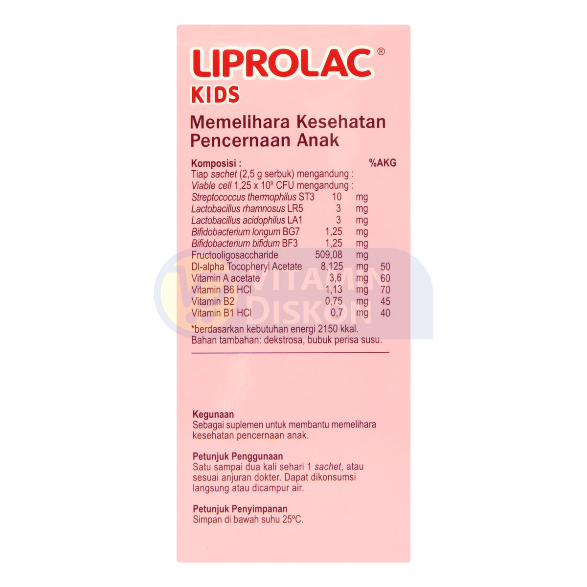 LIPROLAC KIDS SUPLEMEN MAKANAN 1 BOX ISI 30 SACHET