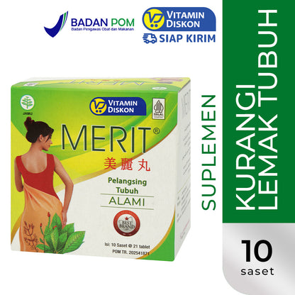 MERIT PELANGSING TUBUH ALAMI 10 SACHET @21 TABLETS