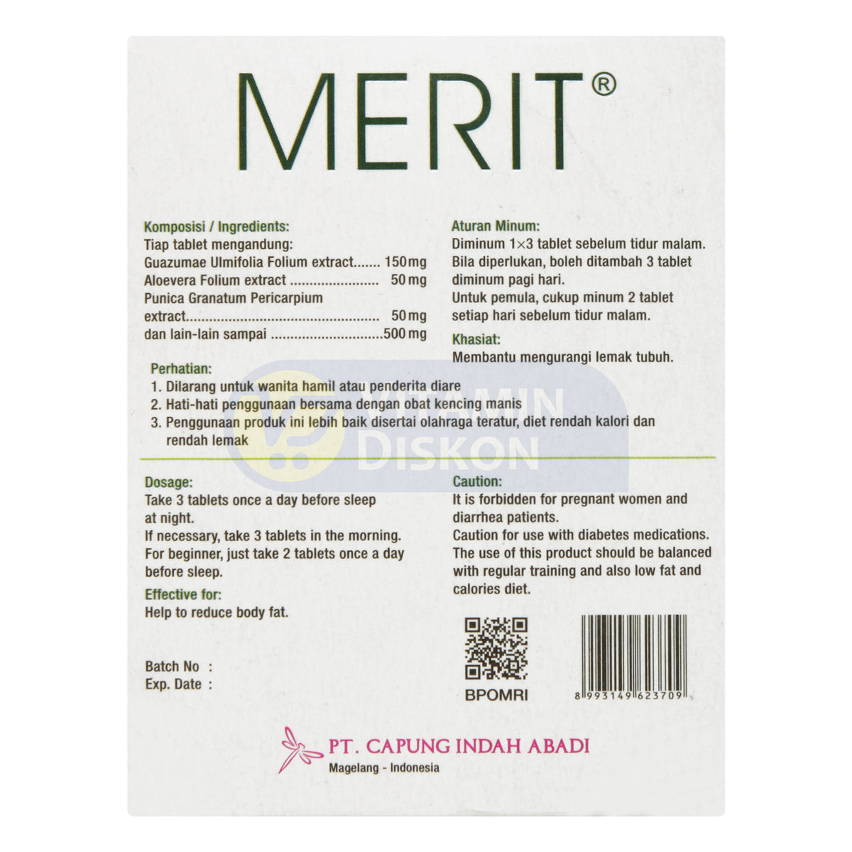 MERIT PELANGSING TUBUH ALAMI 10 SACHET @21 TABLETS