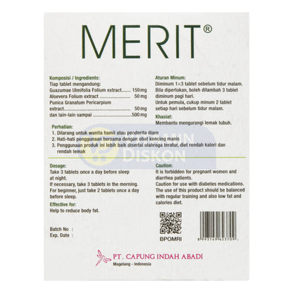 MERIT PELANGSING TUBUH ALAMI 10 SACHET @21 TABLETS
