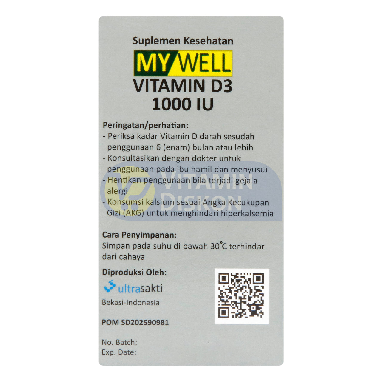 MYWELL VIT D3 1000 IU ISI 20 TABLET
