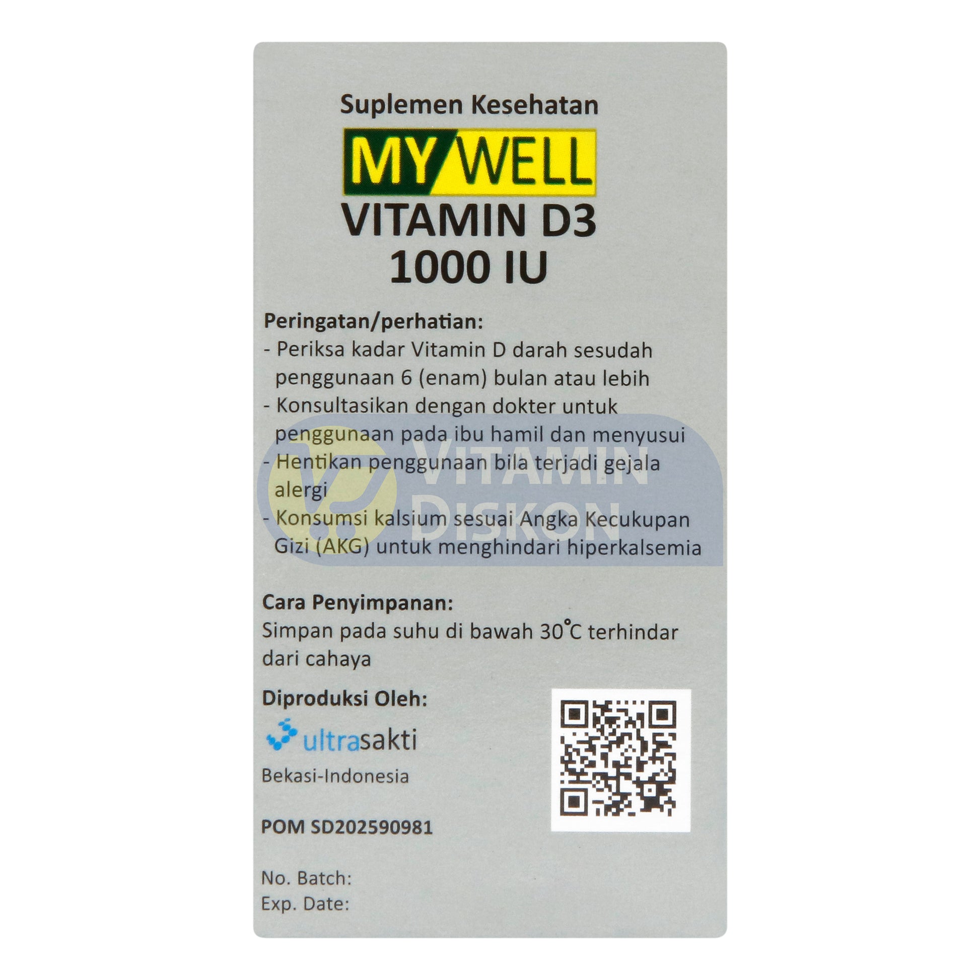 MYWELL VIT D3 1000 IU ISI 20 TABLET