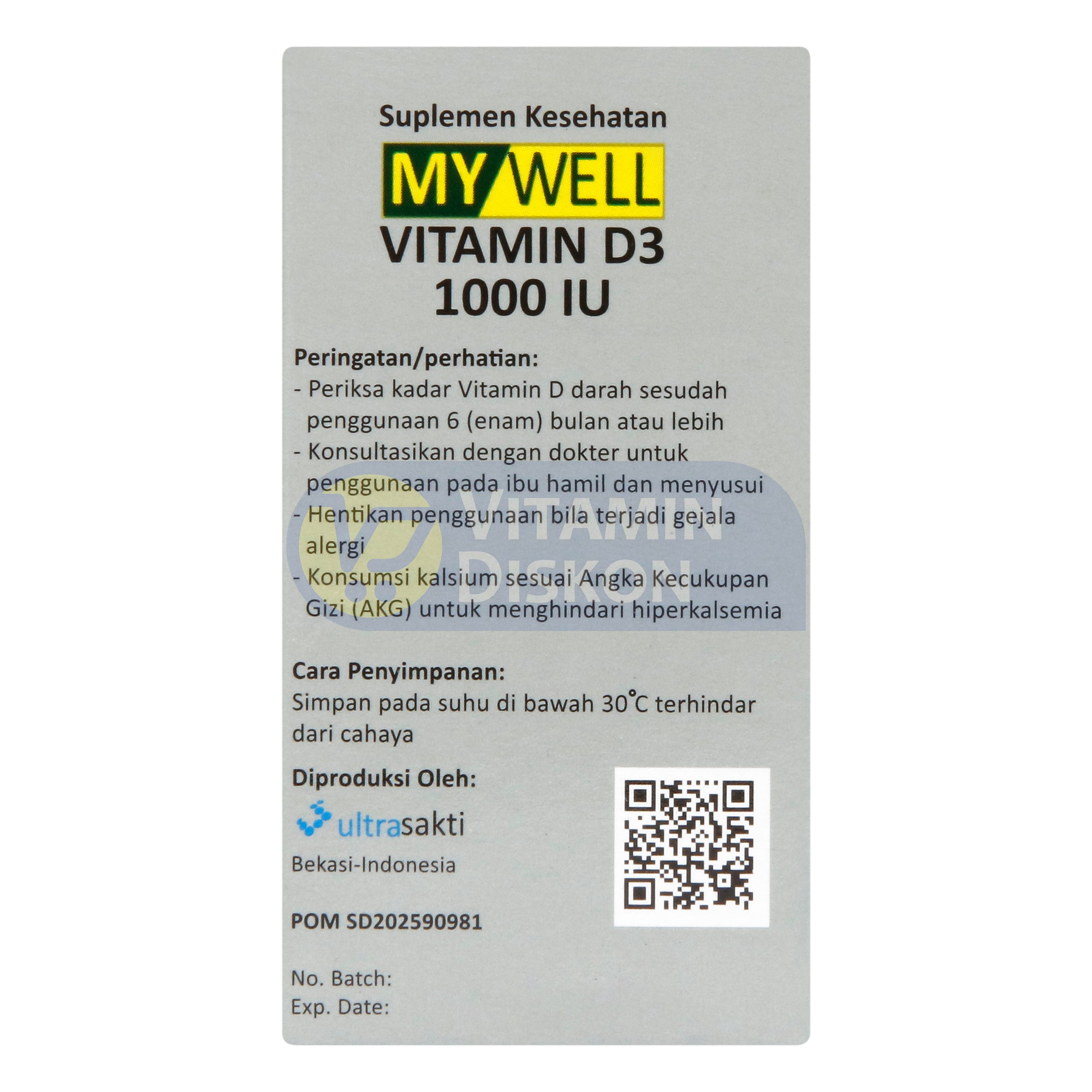 MYWELL VIT D3 1000 IU ISI 20 TABLET