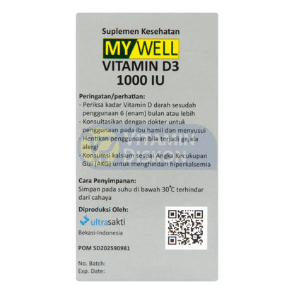MYWELL VIT D3 1000 IU ISI 20 TABLET