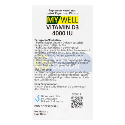 MYWELL VIT D3 4000 IU ISI 20 TABLET