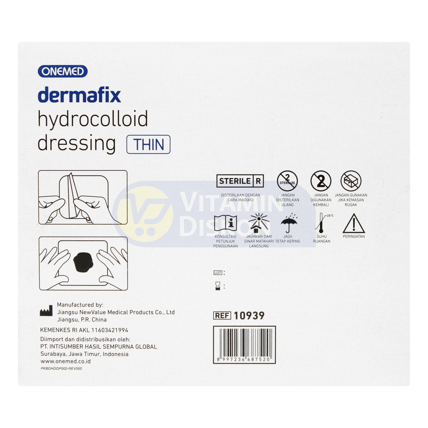 ONEMED DERMAFIX HYDROCOLLOID DRESSING THIN 10 X 10CM 10 LEMBAR