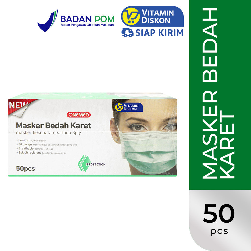 ONEMED MASKER BEDAH KARET HIJAU BOX 50 SHEET