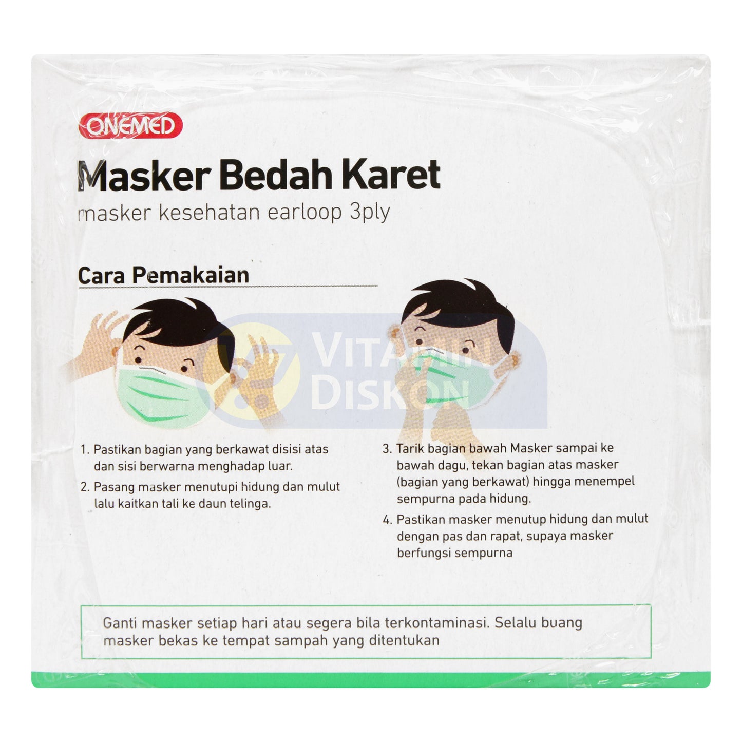 ONEMED MASKER BEDAH KARET HIJAU BOX 50 SHEET