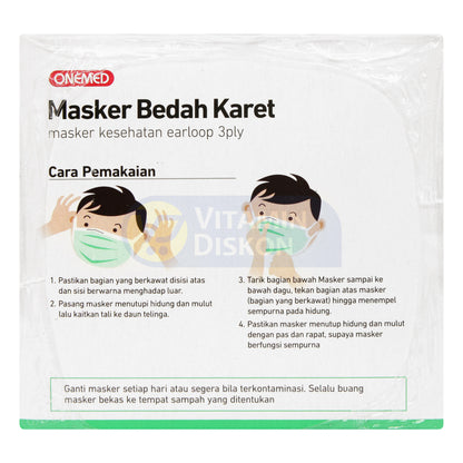 ONEMED MASKER BEDAH KARET HIJAU BOX 50 SHEET