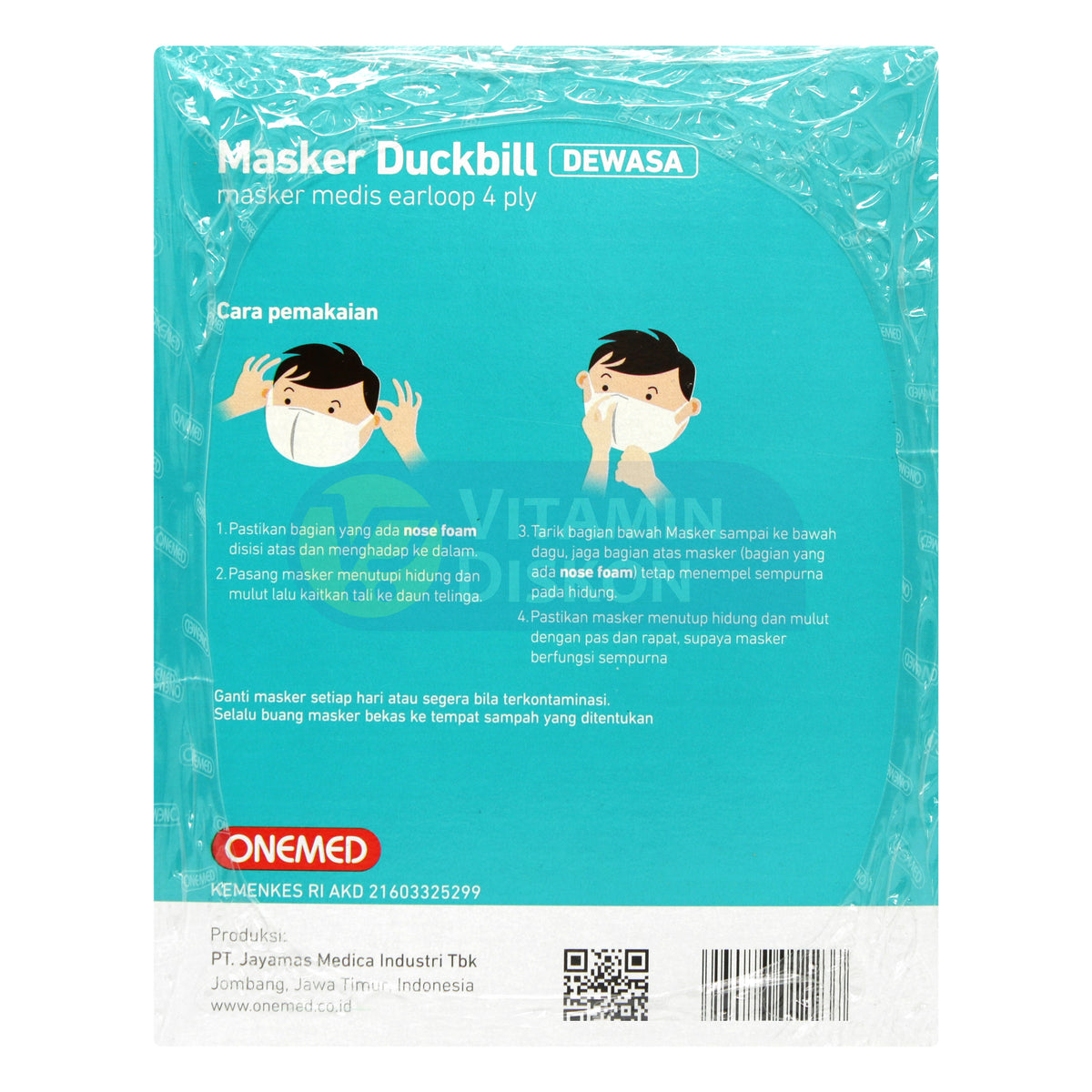 ONEMED MASKER MEDIS DUCKBILL DEWASA BOX 25 SHEET