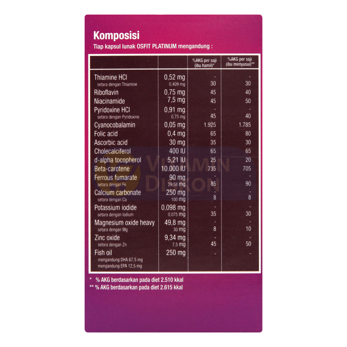 OSFIT PLATINUM SUPLEMEN IBU HAMIL ISI 30 KAPSUL