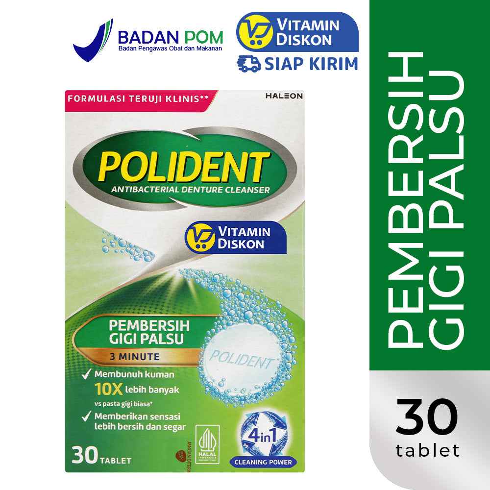 POLIDENT PEMBERSIH GIGI PALSU 4in1 CLEANING POWER 30 TABLET