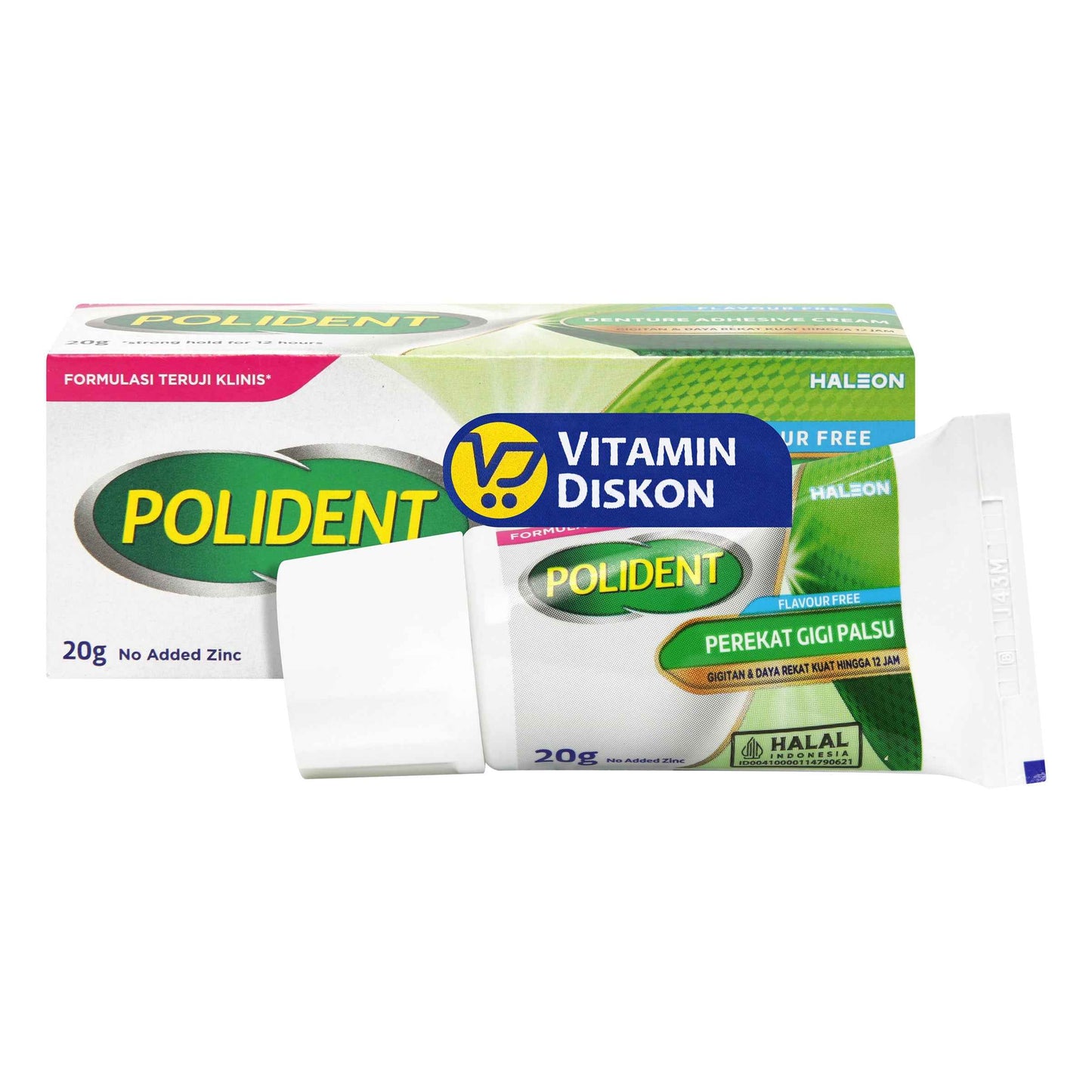 POLIDENT PEREKAT GIGI PALSU FLAVOUR FREE 20GR
