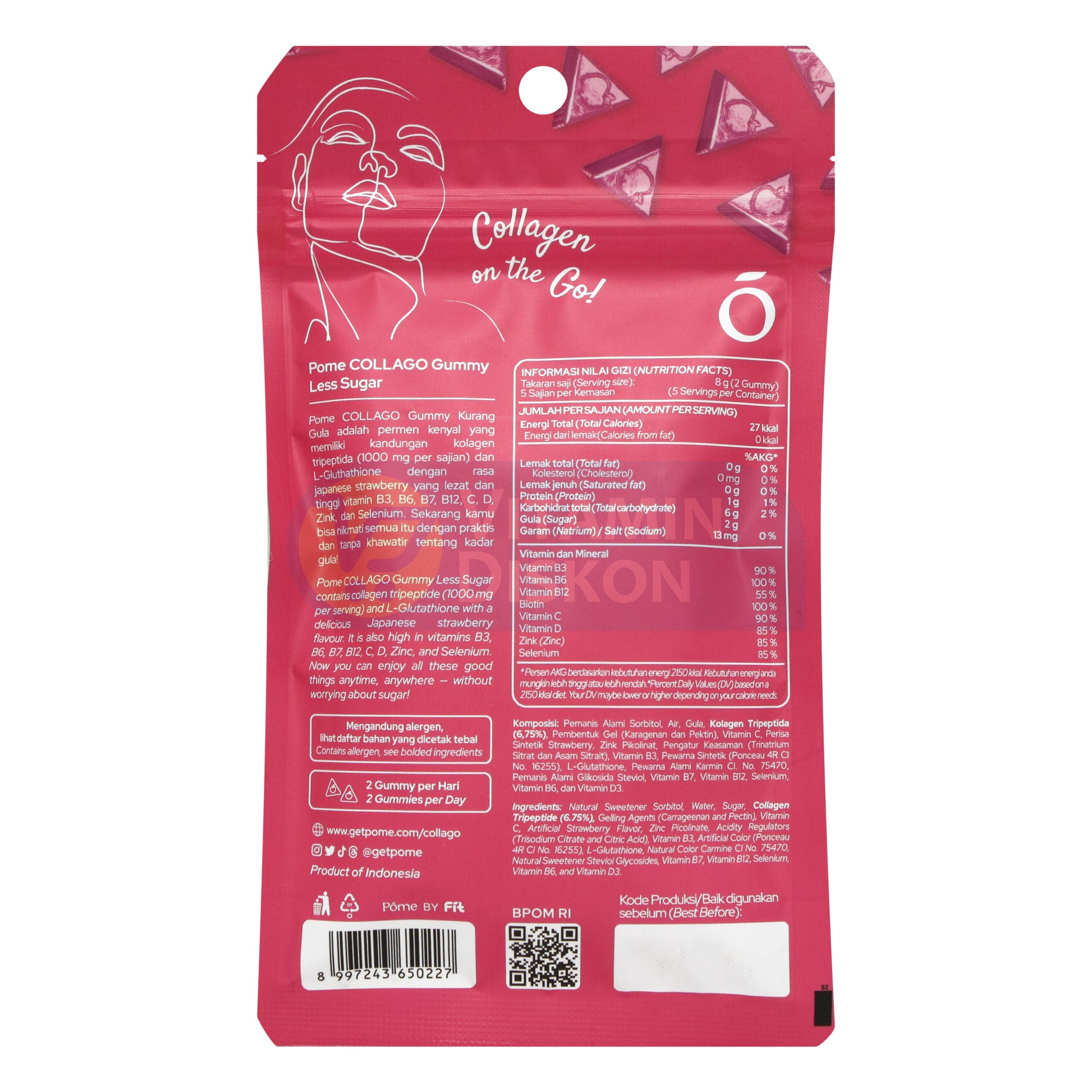 POME COLLAGEN TRIPEPTIDE WITH JAPANESE STRAWBERRY FLAVOUR - 10 GUMMY