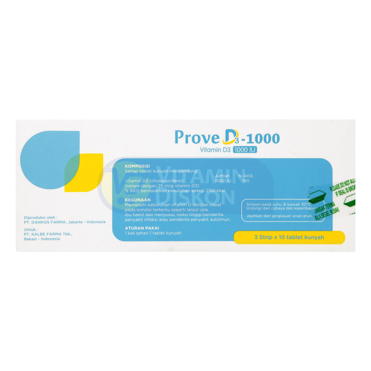 PROVE D3 1000 VITAMIN D3 1000 IU 1 BOX ISI 3 STRIP