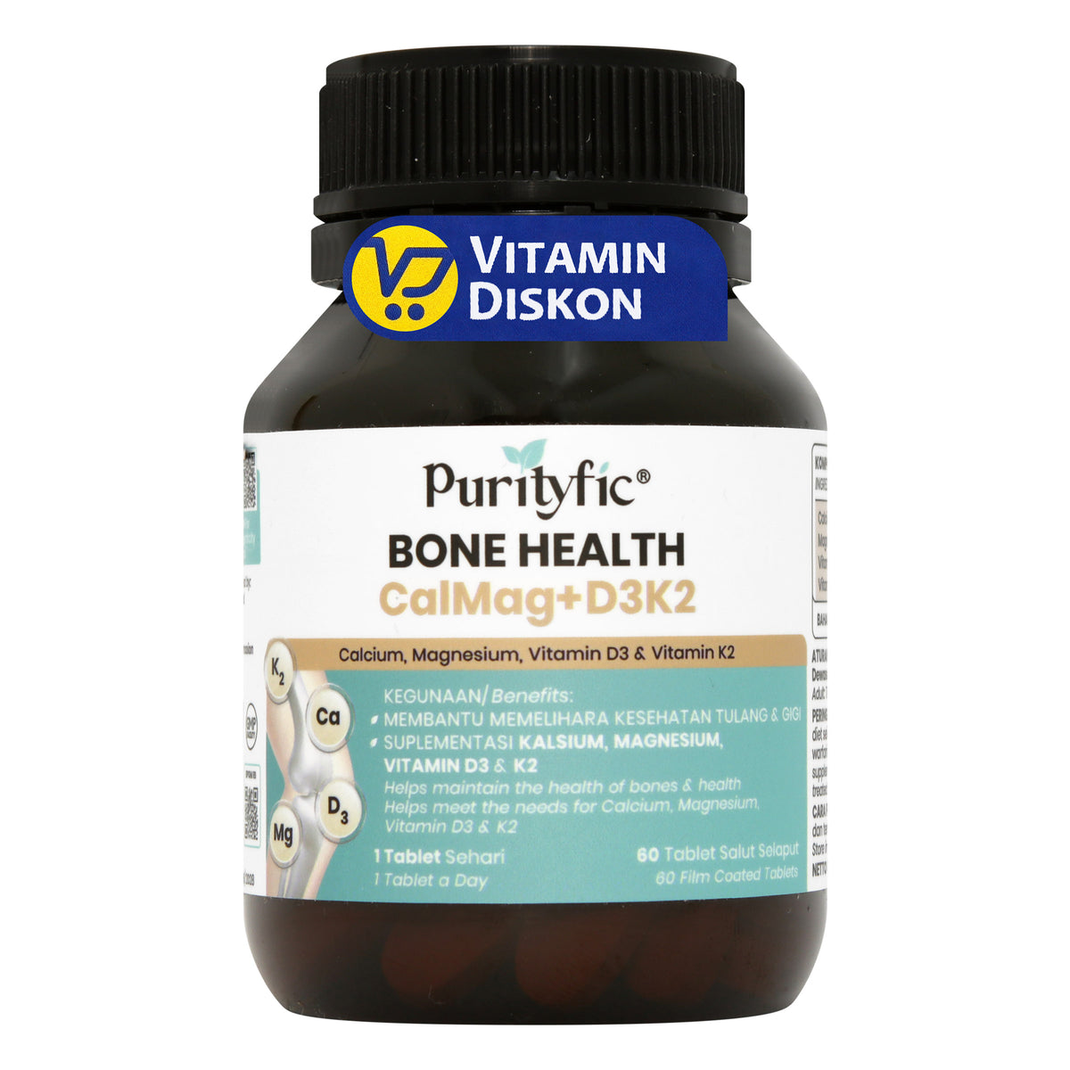 PURITYFIC BONE HEALTH CALMAG + D3K2 60 TABLET