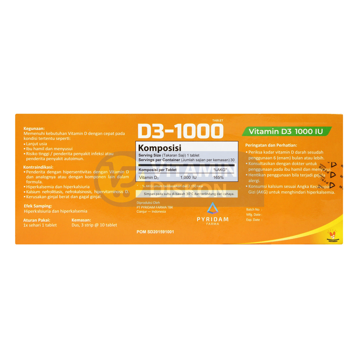 PYRIDAM FARMA D3 1000 IU 30 TABLET